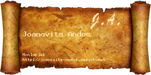 Joanovits Andos névjegykártya
